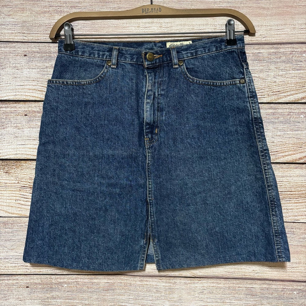 Vintage Eddie Bauer Denim Skirt Size 8 Blue Jean Classic Casual